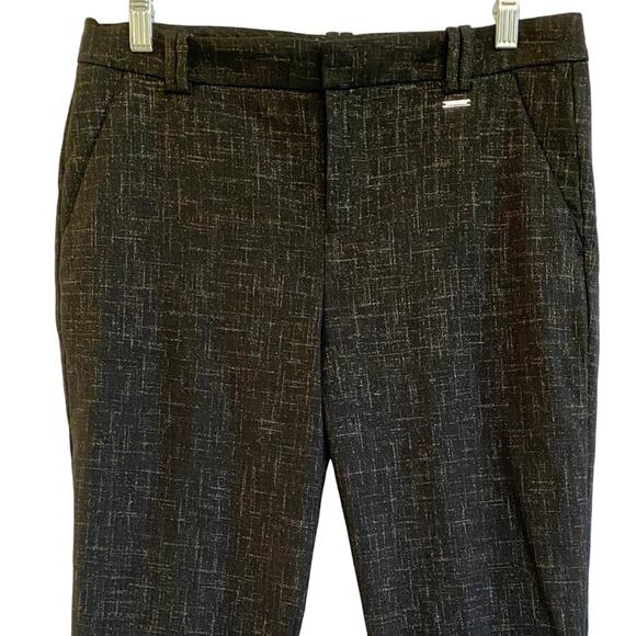 Calvin Klein Women's Printed Black Gold Metallic Hatch Ankle Pants 6 - Picture 5 of 14